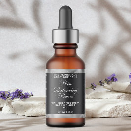 Etiqueta Grey Silver Cosmetics Small Dropper Bottle Label 