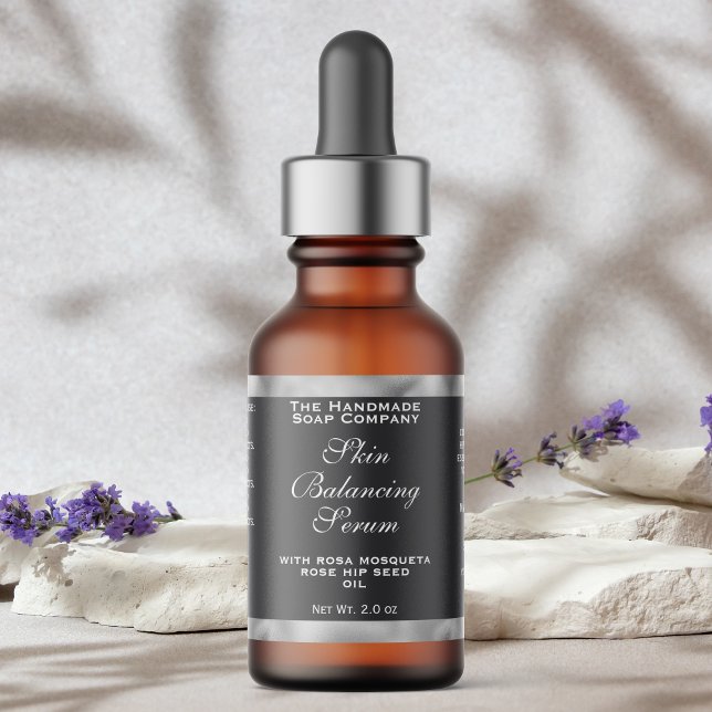 Etiqueta Grey Silver Cosmetics Small Dropper Bottle Label  (Subido por el creador)