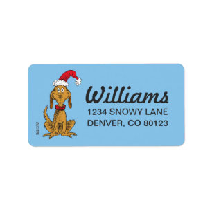 Etiqueta Grinch clásico   Max - Santa Hat