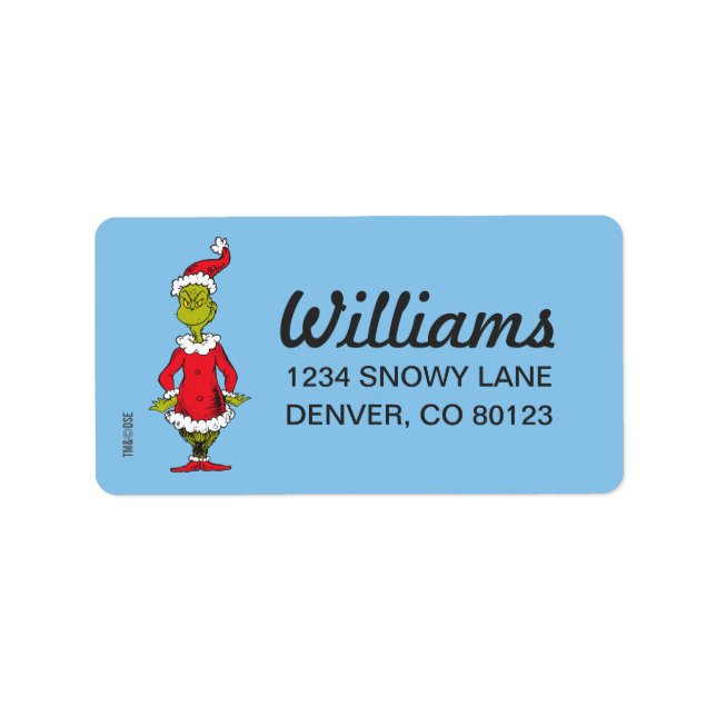 Etiqueta Grinch clásico | Santa Claus (Frente)