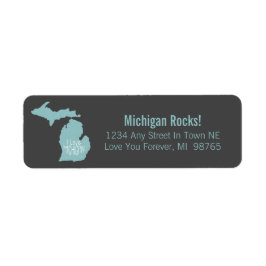 Etiqueta Gris azul me encanta Michigan Silhouette