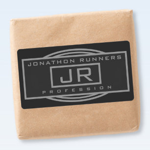 Etiqueta Gris geométrico deportivo masculino y grises oscur