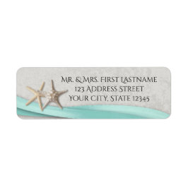Etiqueta Gris Starfish and Aqua Ribbon