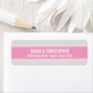 Etiqueta Gris y Rosa Chevron Moderno
