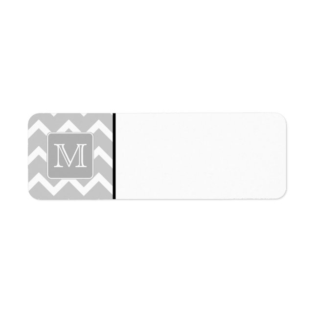 Etiqueta Gris y Zigzags blancos con Monograma Personalizado (Frente)