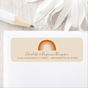 Etiqueta Groovy Boho Rainbow Terracotta Dirección de devolu