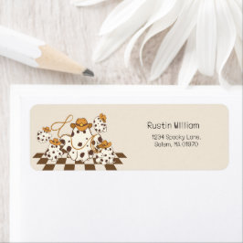 Etiqueta Groovy de patrón de contrastado de Halloween retro