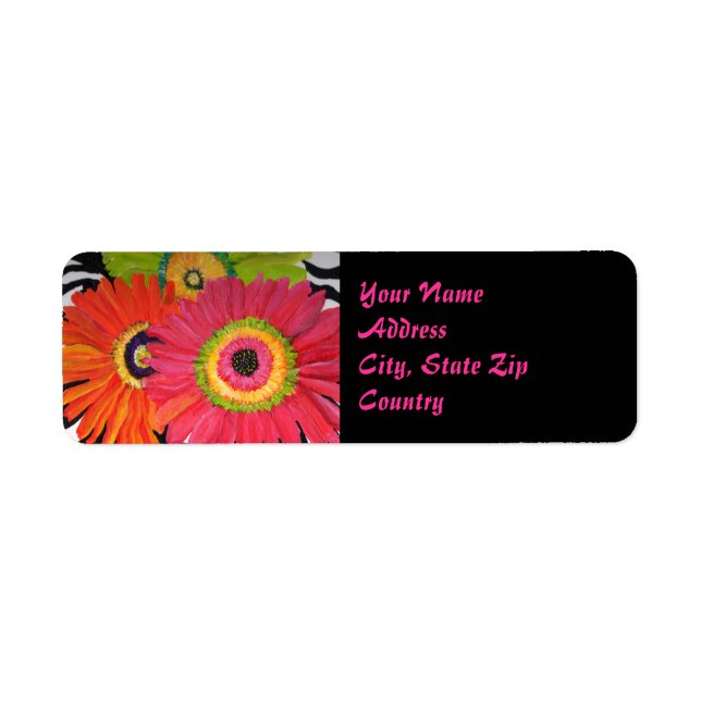 Etiqueta Groovy Gerbera Daisy Label (Frente)