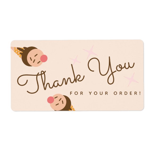 Etiqueta Groovy Ice Cream Cone Gracias Plaza  (Frente)