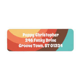 Etiqueta Groovy Modern Retro Coloridas Curvas Negrita Amiga