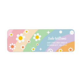 Etiqueta Groovy Rainbow Retro Daisy Birthday Party