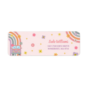 Etiqueta Groovy Rainbow Retro Daisy Birthday Party