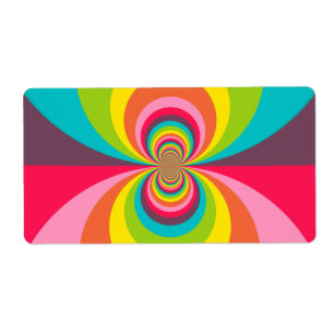 Etiqueta Groovy Retro Hippie Vintage Arcoiris Kaleidoscope