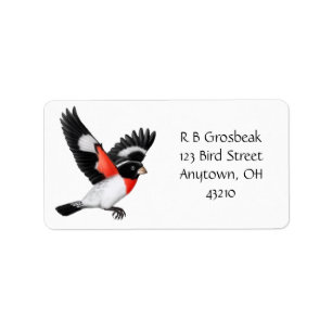 Etiqueta Grosbeak de Rosa de personalizable