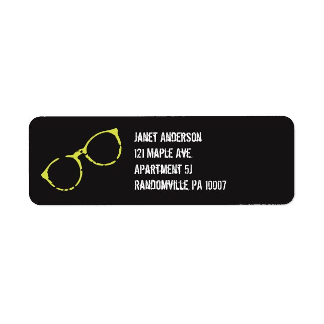 Etiqueta Grunge Style Retro Glass Black & Lime Green (Frente)