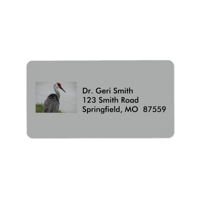 Etiqueta Guapo Sandhill Crane (Frente)