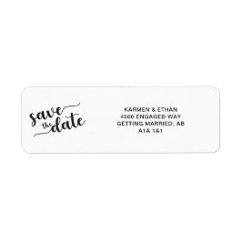 Etiqueta Guardar el guión elegante blanco y negro de fecha 