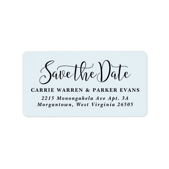 Etiqueta Guardar la dirección de retorno elegante azul clar (Frente)