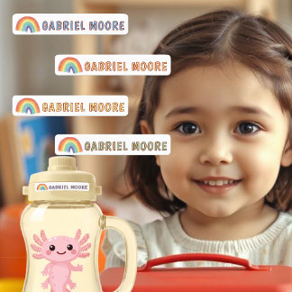 Etiqueta Guardería Cute Arcoíris Nombre Niño Acuar
