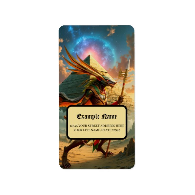Etiqueta Guardián de la Puerta Celestial – Anubis (Frente)