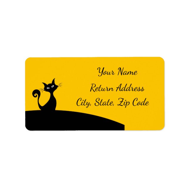 Etiqueta Guay Black Cat on Black & Yellow Personalize (Frente)