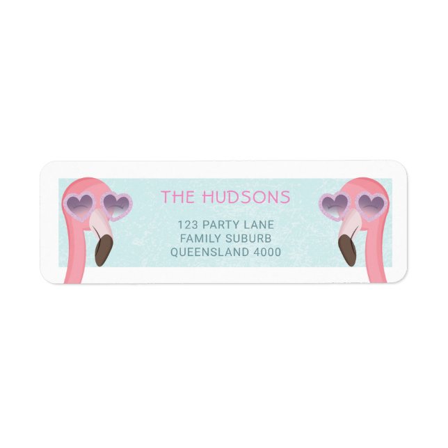 Etiqueta Guay Flamingo con gafas de sol (Frente)