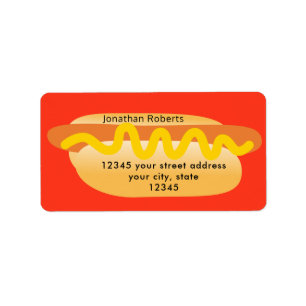 Etiqueta Guay Funny Hot Dog Novedad Red Return Address