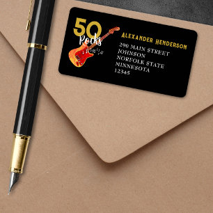 Etiqueta Guay Guitar 50th Birthday Party Return Address