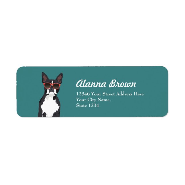 Etiqueta Guay Hipster Black and White Boston Terrier (Frente)