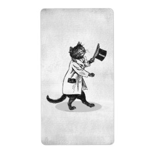 Etiqueta Guay Top Hat Cat Etching Faux Canvas