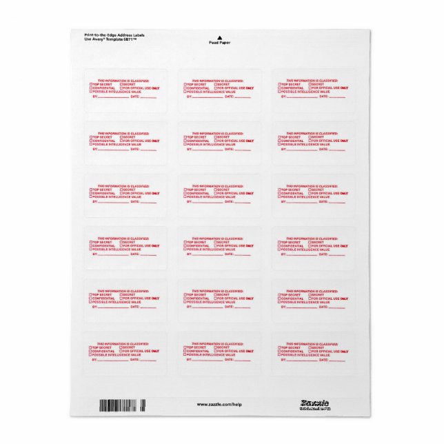 Etiqueta Guay Top Secret Labels (Hoja Entera)