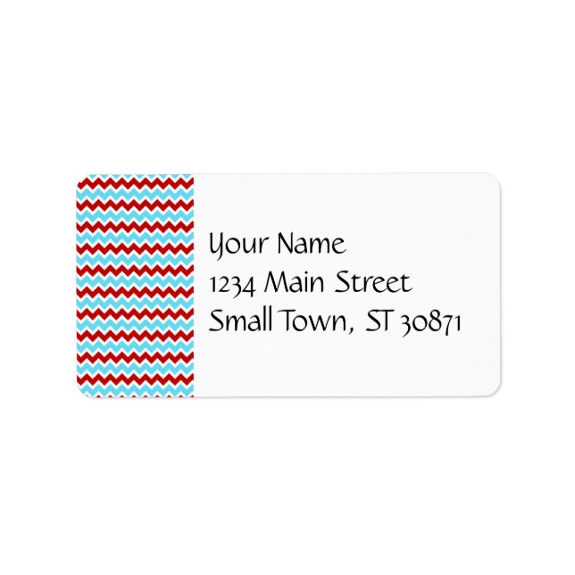 Etiqueta Guay Trendy Verde azulada Turquoise Red Chevron Zi (Frente)