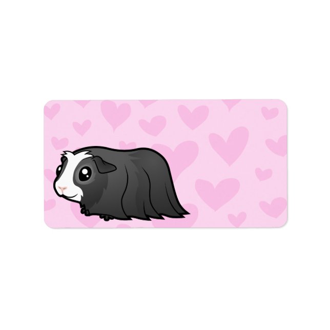 Etiqueta Guinea Cerdo Amor (pelo largo) (Frente)