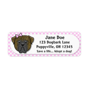 Etiqueta Guinga rosada Bullmastiff Brindle de Kawaii