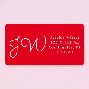 Etiqueta Guión blanco sobre la dirección de retorno monogra