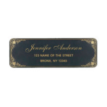 Guión caligráfico dorado elegante vintage azul