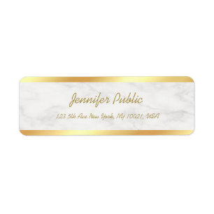 Etiqueta Guión de caligrafía de mármol blanco dorado Elegan