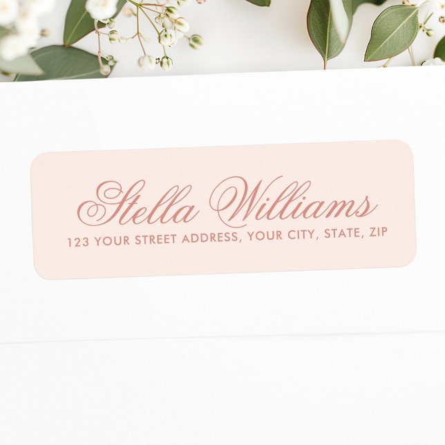 Etiqueta Guión de caligrafía rosada rugoso (Romantic light blush pink calligraphy script label)
