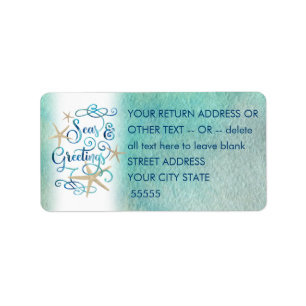 Etiqueta Guión de color de agua tropical "SEAson's Greeting