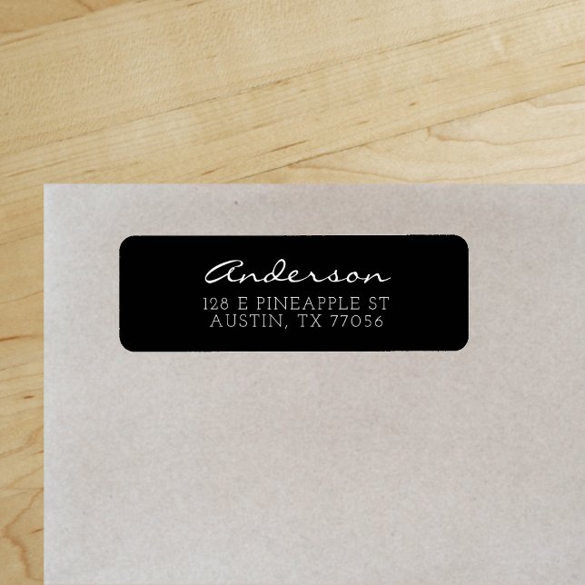 Etiqueta Guión de familia de personalizado | Negro | Direcc ("Everyday is abundantly beautiful." 
Sincerely Best Wishes from Lucky Design World)