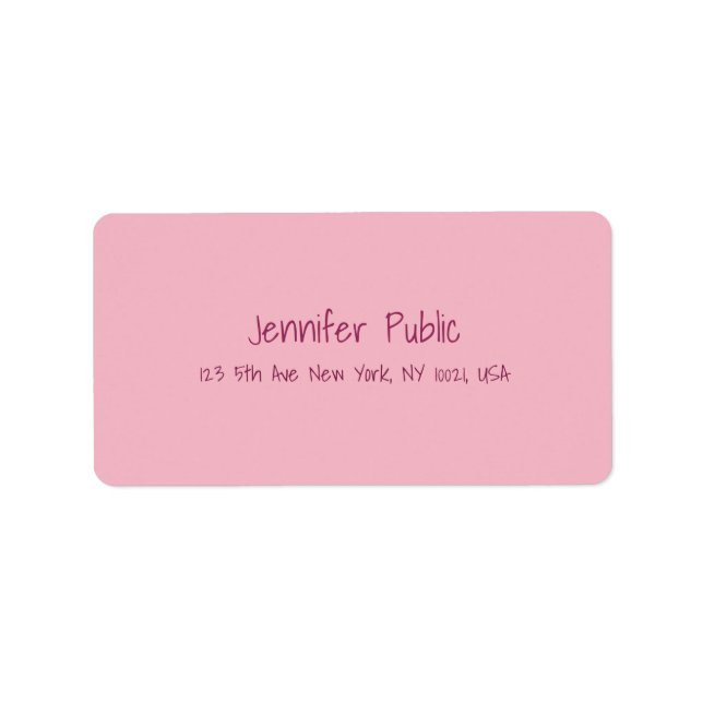 Etiqueta Guión de mano elegante moderno de plantilla rosa s (Frente)