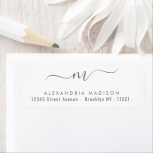 Etiqueta Guión de moda Monograma Gris plateado Típografía m