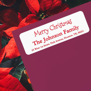 Etiqueta Guión de nombre de familia simple merry navideña p