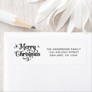 Etiqueta Guión minimalista elegante Black White Merry Chris
