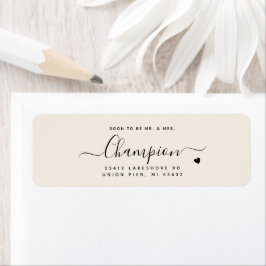 Etiqueta Guion minimalista romántico boda color crema