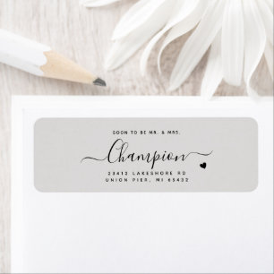 Etiqueta Guion minimalista romántico Bodas Gris Paloma