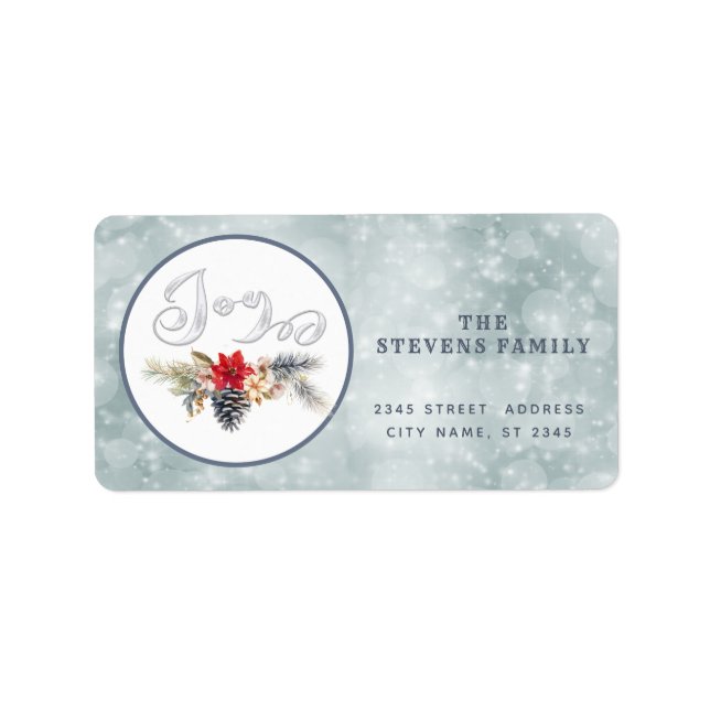 Etiqueta Guión moderno júbilo nevar rama de cino de pino (Frente)