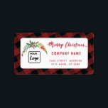 Etiqueta Guión moderno Merry Christmas red holly logo<br><div class="desc">guión moderno Logo de Merry Christmas holly personalizado. Diseño profesional moderno con un toque contemporáneo. Un toque de elegancia y estilo.Personalizar con su monograma inicial,  nombre y dirección.</div>