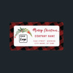 Etiqueta Guión moderno Merry Christmas red holly logo<br><div class="desc">guión moderno Logo de Merry Christmas holly personalizado. Diseño profesional moderno con un toque contemporáneo. Un toque de elegancia y estilo.Personalizar con su monograma inicial,  nombre y dirección.</div>