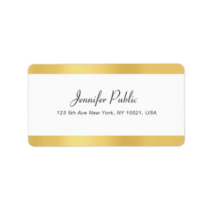 Etiqueta Guión moderno moderno de oro blanco manuscrito sim